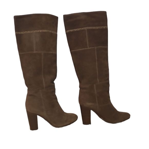 Coach Trudie Patchwork Suede Knee High Heeled Boots Size 8 - Picture 3 of 11